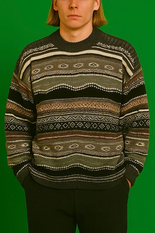 Maglione Vintage Multicolor A Fantasia Anni 90 Unisex Size L